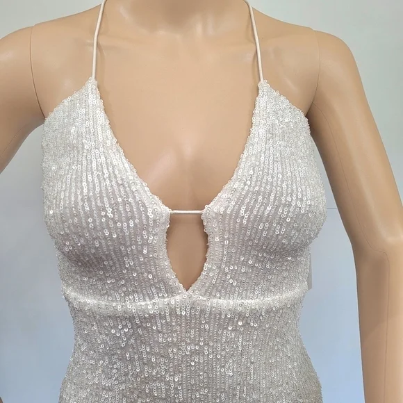 Nookie Supreme Mini White Sequin Spaghetti Strap Dress XS - Picture 7 of 14